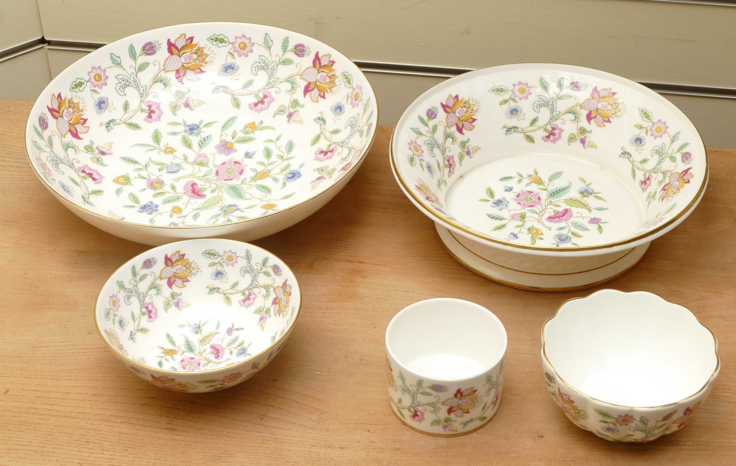 A collection of Minton bone china 'Haddon Hall' pattern with gold rim ...