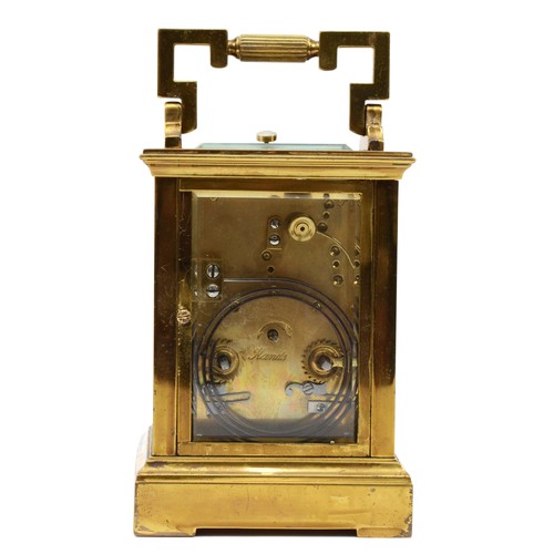 336 - A repeating and striking carriage clock, striking the half and full hours, 15cm, working when catalo... 