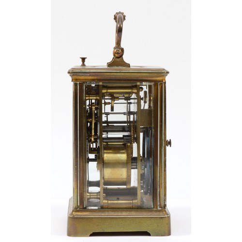 338 - Camerer Kuss & Co., London, a late 19th century quarter striking and repeating carriage clock, white... 