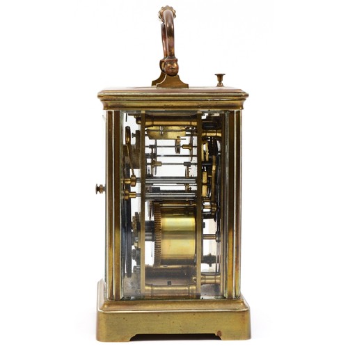 338 - Camerer Kuss & Co., London, a late 19th century quarter striking and repeating carriage clock, white... 