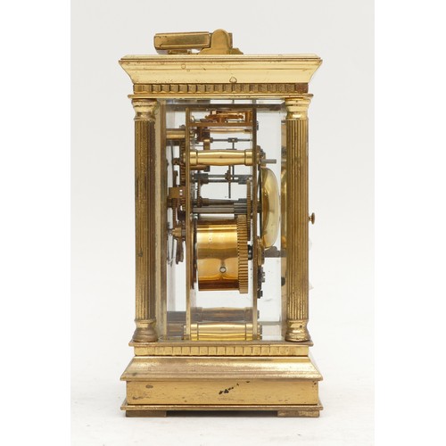 341 - J.W. Benson, an early 20th century brass striking carriage clock, signed dial, with engraved brass s... 