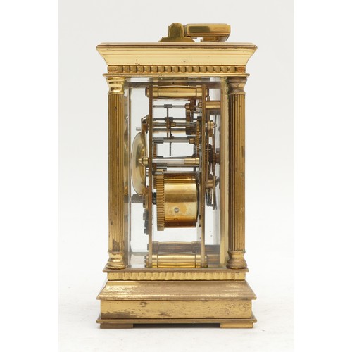 341 - J.W. Benson, an early 20th century brass striking carriage clock, signed dial, with engraved brass s... 