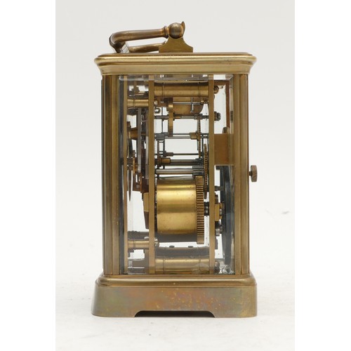 343 - S.J. RetyPoller, a French 19th century brass repeating and striking carriage clock, white enamel dia... 