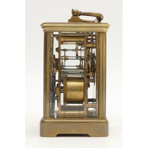 343 - S.J. RetyPoller, a French 19th century brass repeating and striking carriage clock, white enamel dia... 