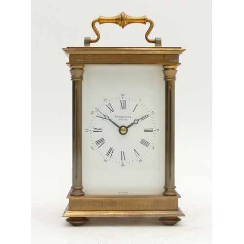 345 - Phaeton, by Acctim, a 20th century brass repeating and striking carriage clock, white enamel dial, t... 