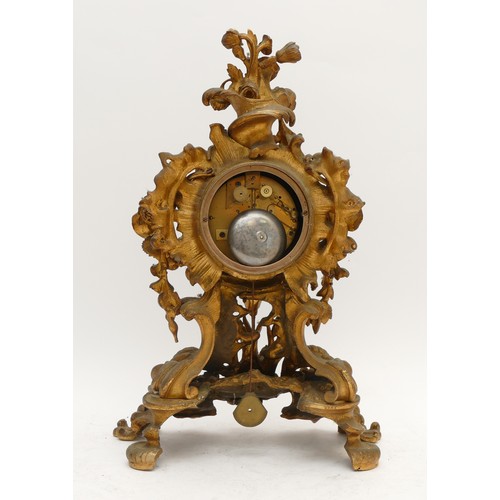 356 - Lepine, Paris, a French 19th century ormolu ornate floral mantel clock, the signed dial with blue Ro... 