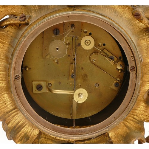 356 - Lepine, Paris, a French 19th century ormolu ornate floral mantel clock, the signed dial with blue Ro... 