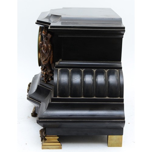 369 - B. & S. Martin, Paris, a large and impressive late 19th century French black slate and bronze mantle... 