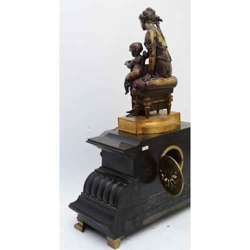 369 - B. & S. Martin, Paris, a large and impressive late 19th century French black slate and bronze mantle... 