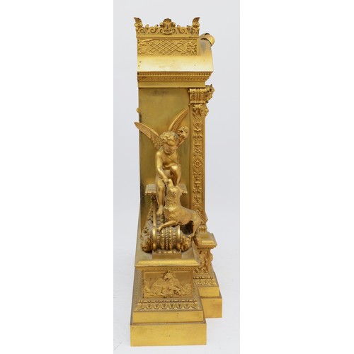 370 - A large and impressive late 19th French gilt bronze mantel clock case, unsigned, no movement, the ch... 