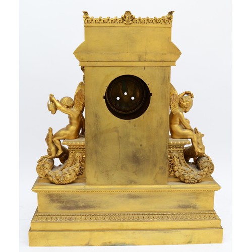 370 - A large and impressive late 19th French gilt bronze mantel clock case, unsigned, no movement, the ch... 