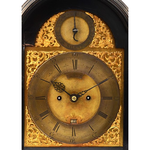 372 - John Gowerth, Oxford, an ebonised striking bracket clock, circa 1700, 7-inch square brass dial with ... 