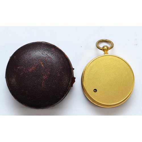 381 - A pocket aneroid barometer by J. Lizars, Edinburgh, compensated for temperature, 5cms diameter, leat... 