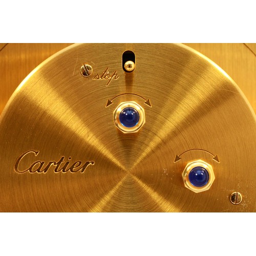 334 - Must de Cartier, a gold plated stirrup quartz desk alarm clock, c.1980's,  serial number 6602 1 U 06... 