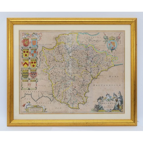 391 - Devon. Blaeu (Johannes), Devonia vulgo Devon-Shire, c.1645 or later, engraved map with hand colourin... 