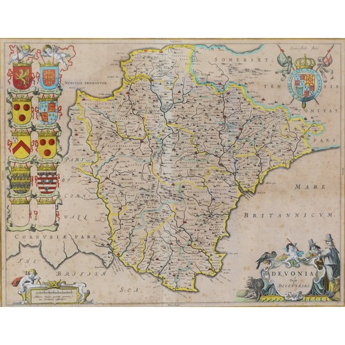 391 - Devon. Blaeu (Johannes), Devonia vulgo Devon-Shire, c.1645 or later, engraved map with hand colourin... 