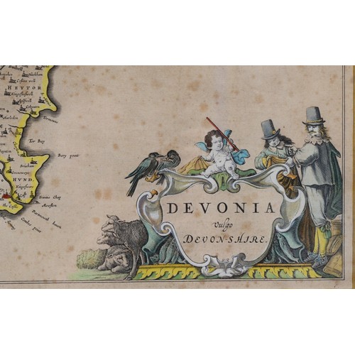 391 - Devon. Blaeu (Johannes), Devonia vulgo Devon-Shire, c.1645 or later, engraved map with hand colourin... 