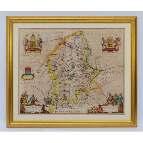 392 - Midland counties, Blaeu (Johannes), Staffordiensis comitatus vulgo Stafford Shire, c.1660, hand colo... 