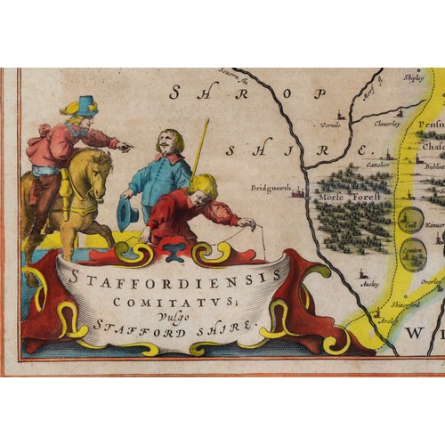 392 - Midland counties, Blaeu (Johannes), Staffordiensis comitatus vulgo Stafford Shire, c.1660, hand colo... 