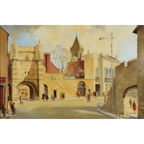 399 - John F. Sellars, 20th century, Bootham Bar Gate, York, signed, oil on canvas, 65 x 49cm, gilt frame.