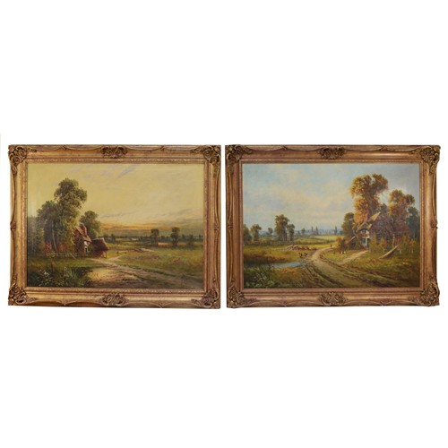 403 - Joel Owen aka Francis E Jamieson (1895-1950), farmhouse and fields, a pair, oil on canvas, signed an... 