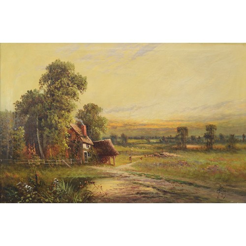 403 - Joel Owen aka Francis E Jamieson (1895-1950), farmhouse and fields, a pair, oil on canvas, signed an... 