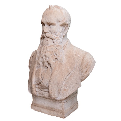 425 - A Victorian weathered carved marble bust of Sir Isaac Holden, 1st Baronet (7 May 1807 – 13 August 18... 