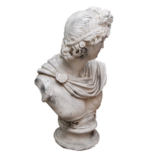 426 - A 20th century plaster bust of the Greek God Apollo, 86cm.