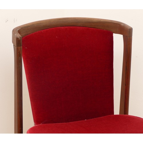 432 - Erik Buch for Orum Mobler, a set of two carvers and four rosewood dining chairs, c.1960's, in need o... 