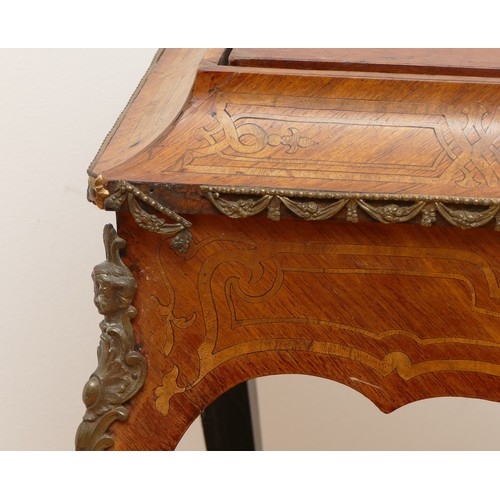 436 - A French 19th century mahogany, burr walnut and boxwood jardinière side table, with lift off cover r... 