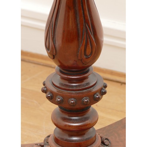 437 - A Victorian mahogany chess board occasional table, raised on a carved pedestal foot, 51 x 67cm