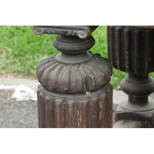 464 - An 18th century and later refectory table, having a three plank sycamore top with cleated ends, upon... 