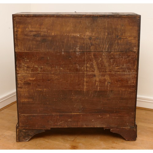 487 - A late 17th/early 18th century walnut bureau, veneered with cross banding, the overhanging slope wit... 