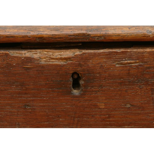 488 - An 18th century pine box, possibly for seed/flour, of oblong form the hinged lid opening to deep vac... 