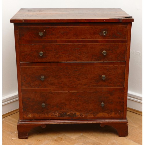 489 - A 19th century walnut washstand/cabinet, the hinged top enclosing recess for bowl, having dummy draw... 