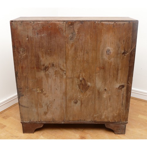 492 - A late 18th century oak bureau, the fall front opening to fitted interior, over two short and three ... 