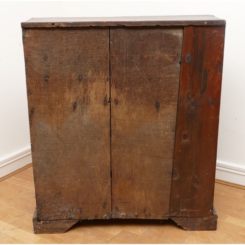 493 - A 17th century and later oak bureau, the sloping fall front enclosing a fitted interior with various... 