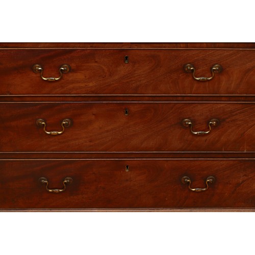 496 - A Georgian mahogany chest of drawers, the top with moulded edge over two short and three long drawer... 