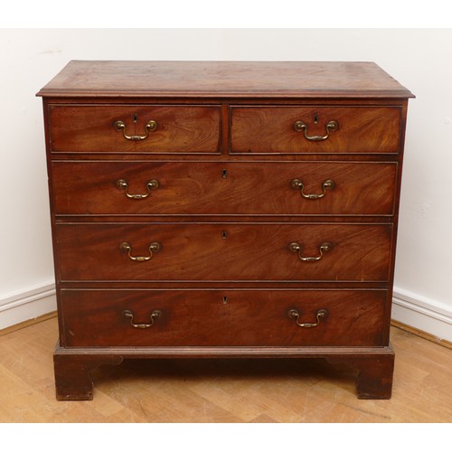 496 - A Georgian mahogany chest of drawers, the top with moulded edge over two short and three long drawer... 