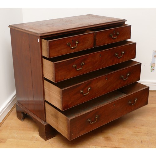 496 - A Georgian mahogany chest of drawers, the top with moulded edge over two short and three long drawer... 