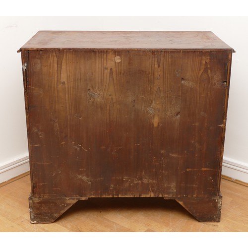 496 - A Georgian mahogany chest of drawers, the top with moulded edge over two short and three long drawer... 