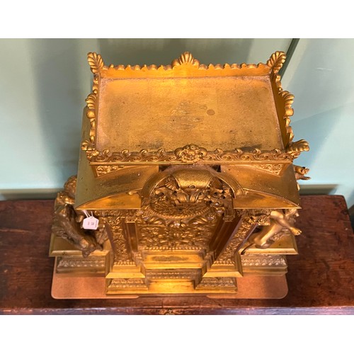 370 - A large and impressive late 19th French gilt bronze mantel clock case, unsigned, no movement, the ch... 