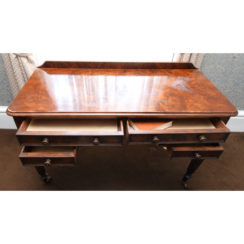 267 - Edwards & Roberts, a Victorian bur walnut and mahogany ladies desk of two long over two short drawer... 