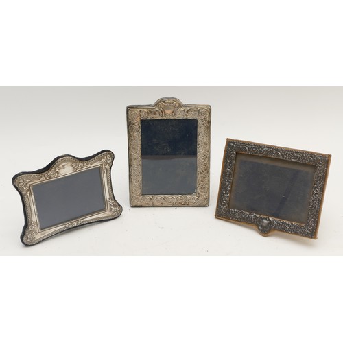 18 - Three silver photograph frames, the largest Sheffield 1992, 19 x 14cm