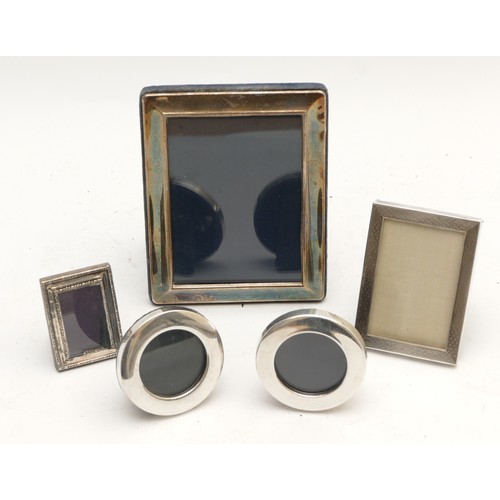 22 - Five silver photograph frames, the largest 15 x 11.5cm, Sheffield 1993