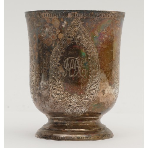 28 - A Victorian silver christening mug, by Martin & Hall, London1872, monogrammed, 9cm, 138gm