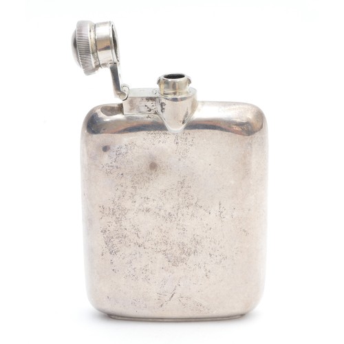 36 - A small silver arched hip flask, by Dixon & Sons, Sheffield 1953, Coronation stamp, bayonet fitting,... 