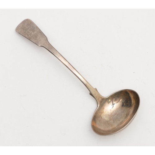 43 - A George IV silver fiddle pattern ladle, by Edward Thomason, Birmingham 1823, later monogram, 16.5cm... 