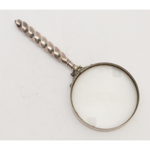 69 - A silver handled magnifying glass, Birmingham 1893, diameter 9cm.