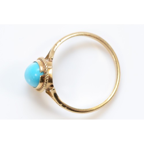 543 - A 9ct gold vintage reconstructed turquoise dress ring, K, 1.4g